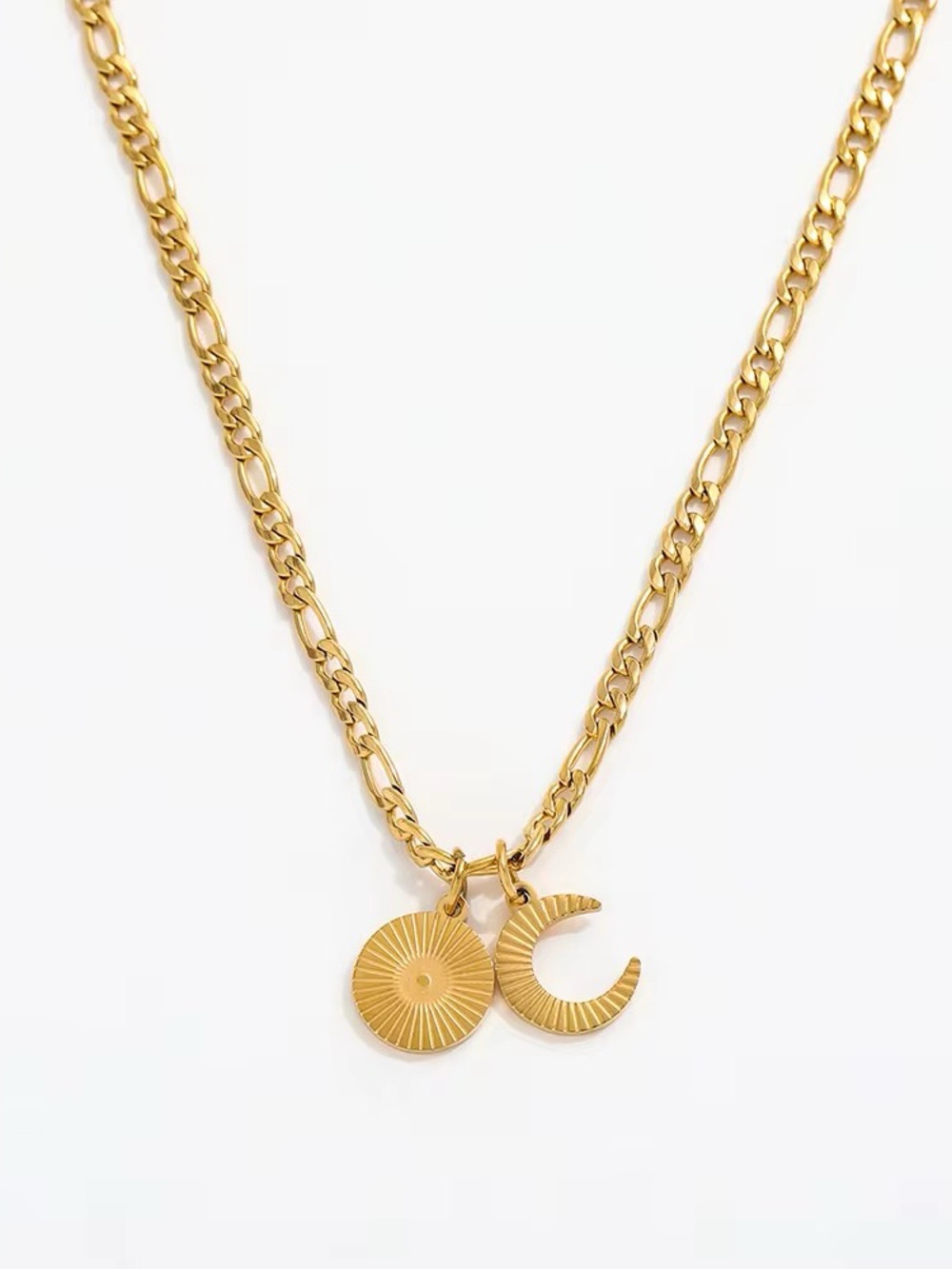 18k Gold Tone Moon & Sun Pendant Necklace - Women Jewelry